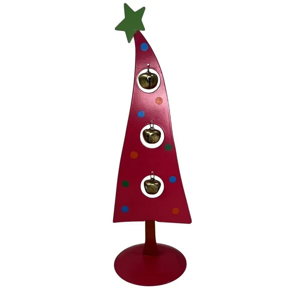 Hot Pink Metal Jingle Bell Christmas Tree Star Topper